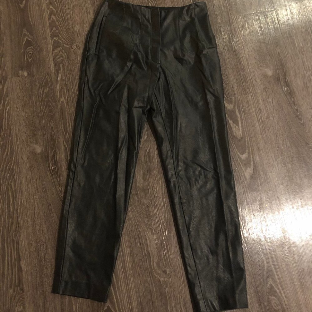 Faux Leather Ankle High Rise Pants